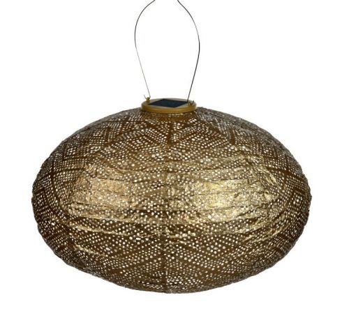 LUMIZ Solar-Lampion Oval | Ikat | Gold | D 40 H 27 cm