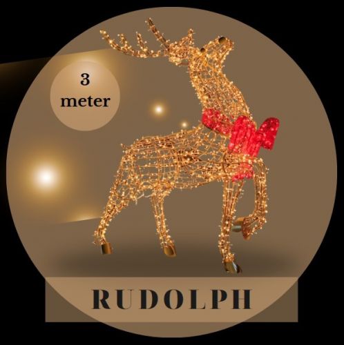 Rentier Rudolph Weihnachtsfigur | Gold | 300 cm
