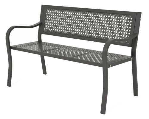 Outdoor Living | Gartenbank Aalborg Stahl | Grau | L 124 x B 55 x H 79 cm