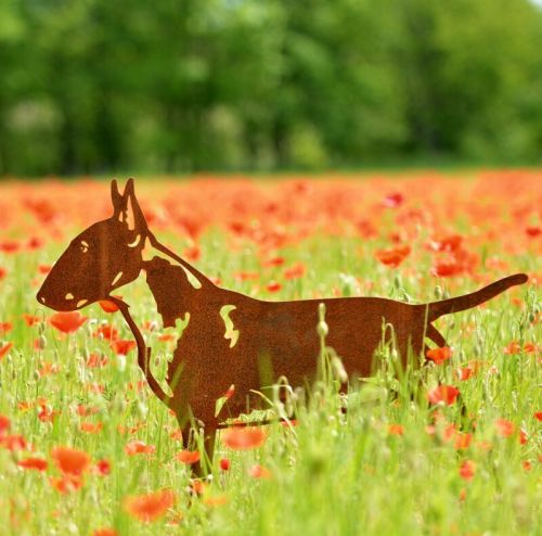 Bull Terrier aus Cortenstahl | Lebensgroße Gartenstatue