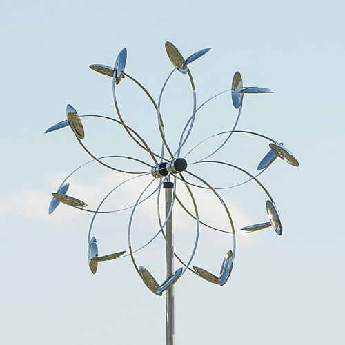 Medium Mirror | Windspiel Wind Flower mit Bodenstab | Edelstahl | Ø80 cm