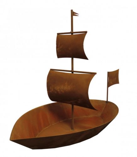 Badeko | Gartenstatue Schiff zum Bepflanzen | Cortenstahl | 63x88x43 cm