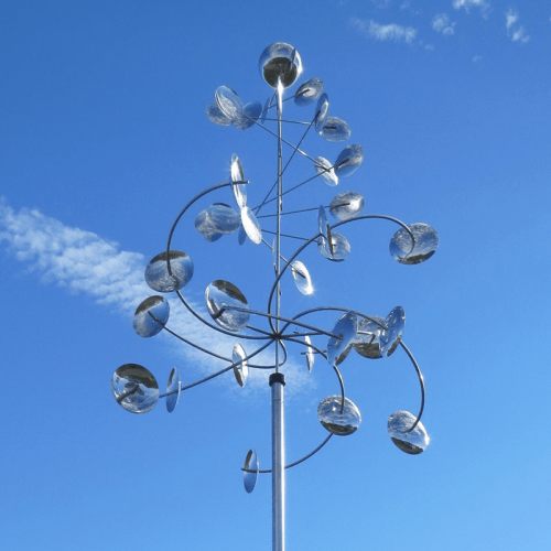 Medium Mirror | Windspiel Cumulus mit Bodenstab | Edelstahl | Ø50 cm