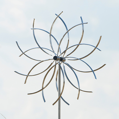 Medium Mirror | Windspiel Power Flower mit Bodenstab | Edelstahl | Ø80 cm
