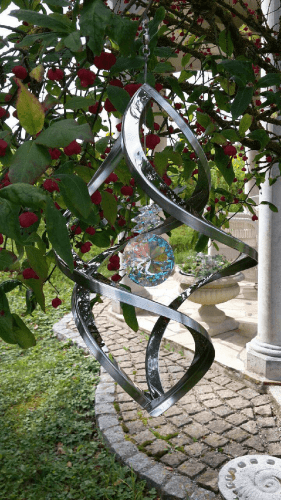 Medium Mirror | Windspiel Girland mit Kristall | Edelstahl | 25x14 cm