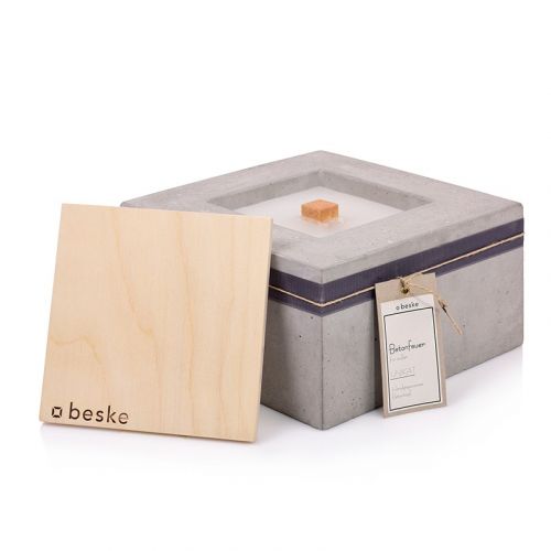 Beske-Manufaktur Betonfeuer® ‘Etna’ - Ø 24x13 cm, Outdoor-Kerze mit Dauerdocht