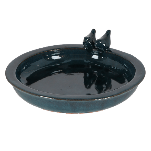 Esschert Design | Vogeltränke Keramik rund petrol L | Terracotta | 37x37x10 cm