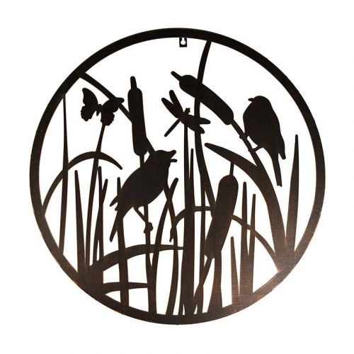 Esschert Design | Wanddeko Vögel | Stahl | Schwarz | Ø60 cm