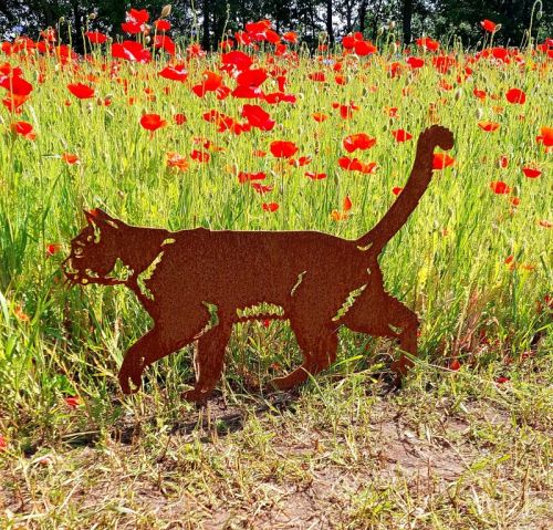 Silhouette laufende Katze garten | Cortenstahl | Gartenstatue