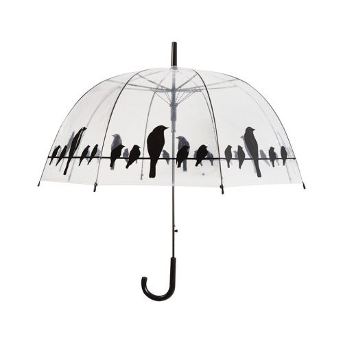 Esschert Design | Regenschirm Transparent | Vögel | Ø83 cm