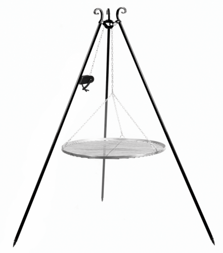 Dreibein - Schwenkgrill 180 cm mit Umlenkrolle und Grillrost aus Edelstahl
