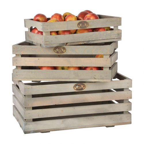 Esschert Design | Obstkiste | Holz | 3er Set | 59x39x26 cm