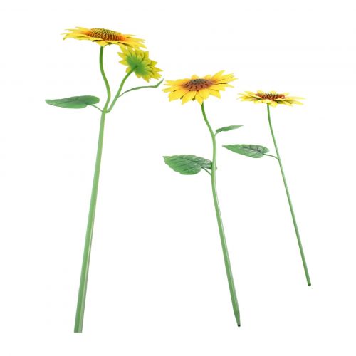Metall-Sonnenblume auf Stab | 3er Set | 30x15x116 cm