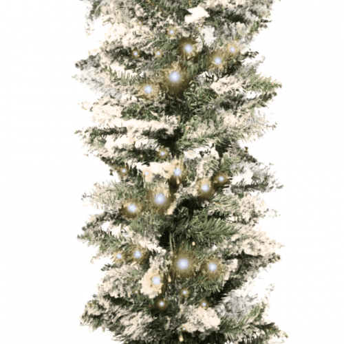 Verschneite Weihnachtsgirlande mit Lichterkette | 270 cm