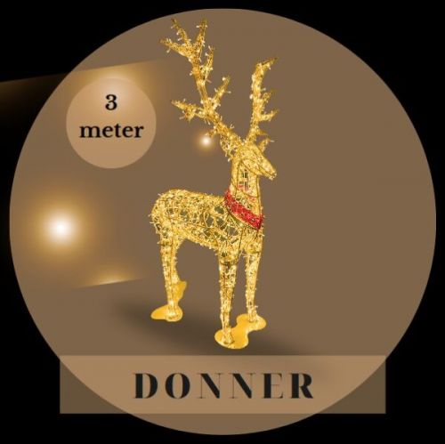 Rentier Donner Weihnachtsfigur | Gold | 300 cm