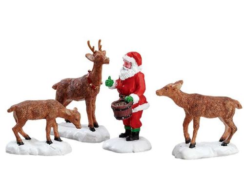 LEMAX Santa Feeds Reindeer | Set Of 4