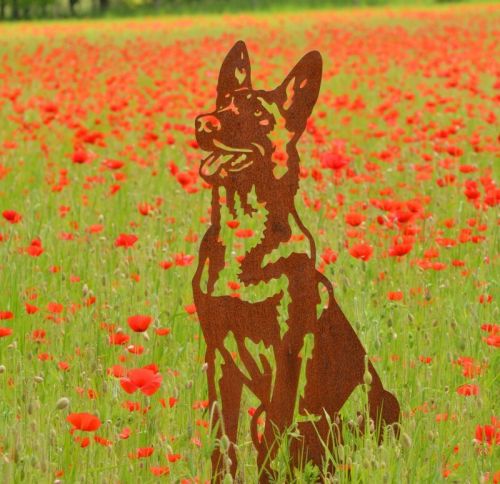 Silhouette Belgischer Schäferhund | Cortenstahl | Gartenstatue