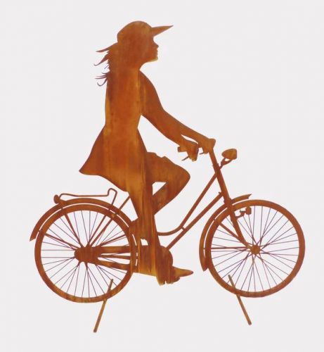 Badeko | Fahrradfahrerin -Annelies- | Cortenstahl | 100x100x40 cm