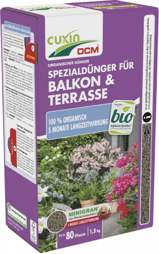 CUXIN DCM | Spezialdünger für Balkon & Terrasse | 1,5 kg für 80 Pflanzen