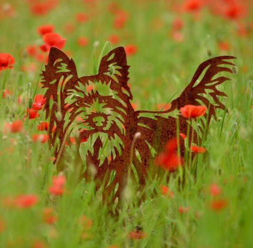 Silhouette Yorkshire Terrier aus Cortenstahl | Gartenstatue
