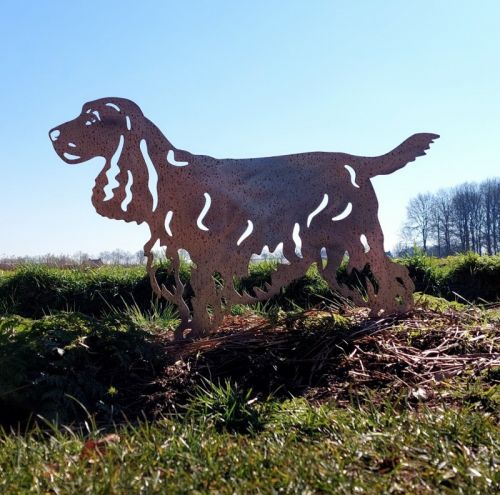 Englischer Cockerspaniel aus Cortenstahl | Lebensgroße Gartenstatue