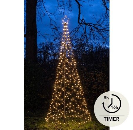 Weihnachtsbaum für Draußen mit Stern | 320 cm | 480 LEDs | Warmweiß | Inkl. Mast