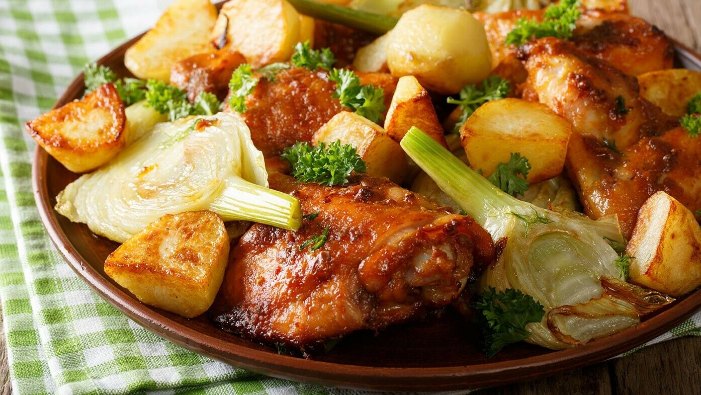 Rezept für Marokkanisches Hähnchen mit Fenchel und Kartoffeln