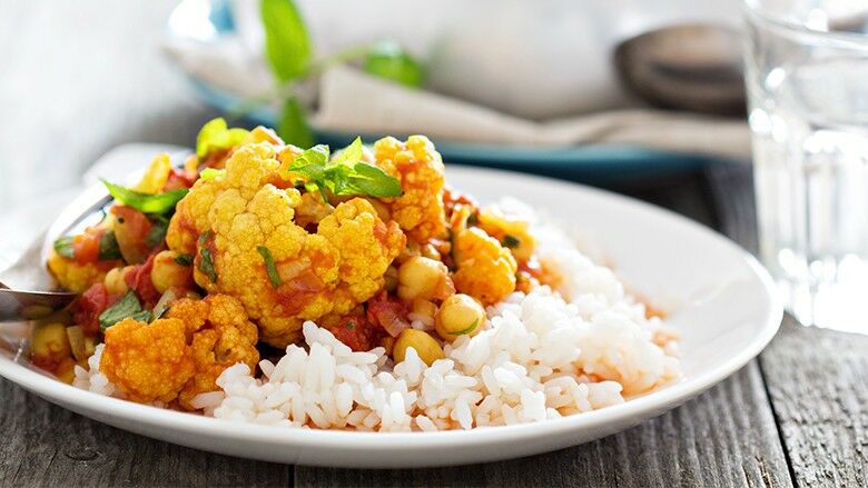 Rezept für Blumenkohl-Curry mit Kichererbsen