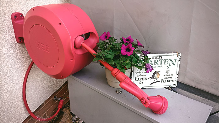 Produkttest | ZEE® MIRTOON | Gartenschlauch mit Wandhalterung | 10 meter | Pink